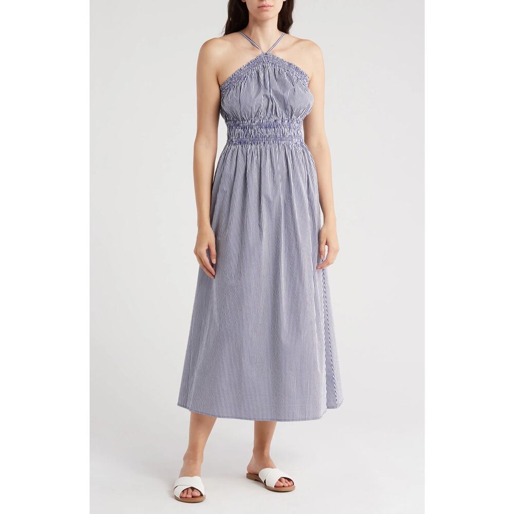 Rachel Parcell Striped Halter Poplin Midi Dress